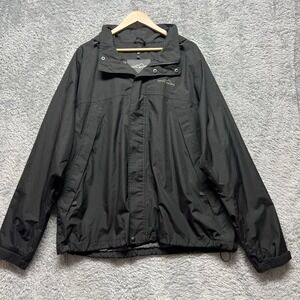 Eddie Bauer Rain Jacket Mens XXL 2XL Black Weatheredge Hooded Outdoor‎ Hiking